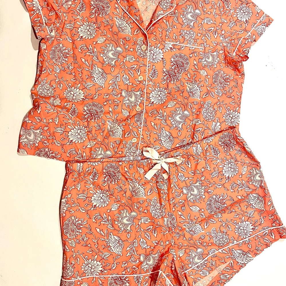 J. Crew Coral Floral Pajama Set